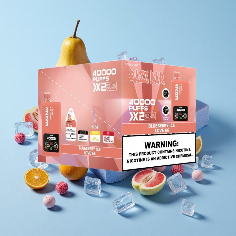 Razz Bar 40000 Puffs توت أزرق مثلج_Love 66 شاشة عرض طاقة