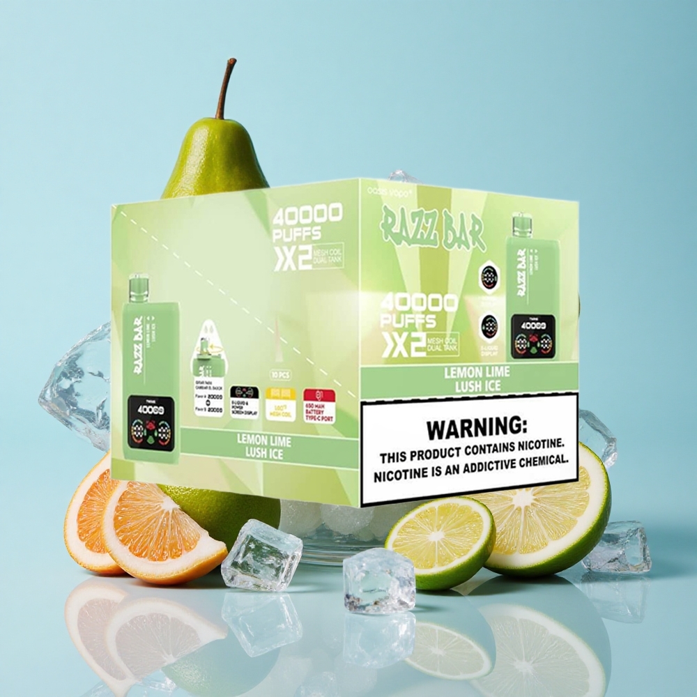 Razz Bar 40000 Puffs عصير الليمون والليمون الأخضر_Lush Ice شاشة عرض الطاقة