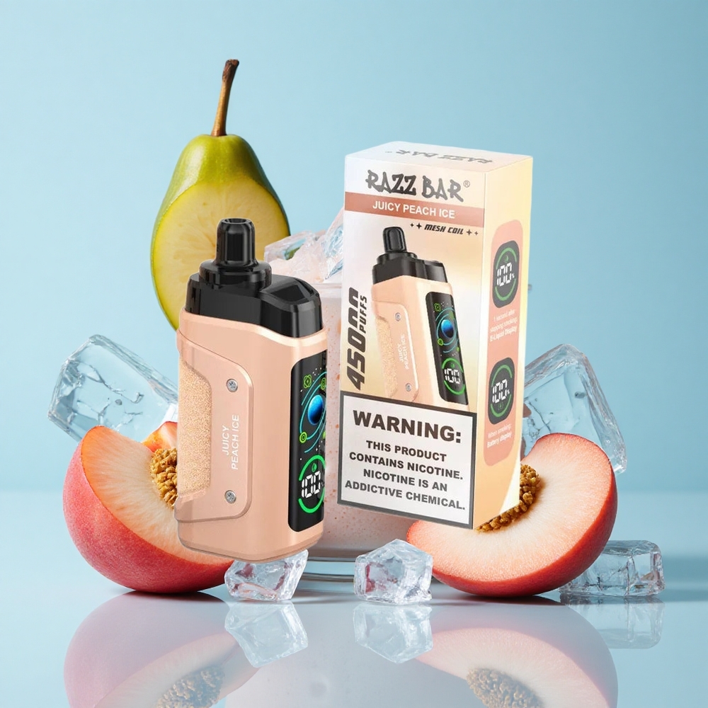Razz Bar 45000 Puffs عصير خوخ مثلج سيجارة إلكترونية للاستخدام مرة واحدة مع ملف شبكي 1.0 أوم