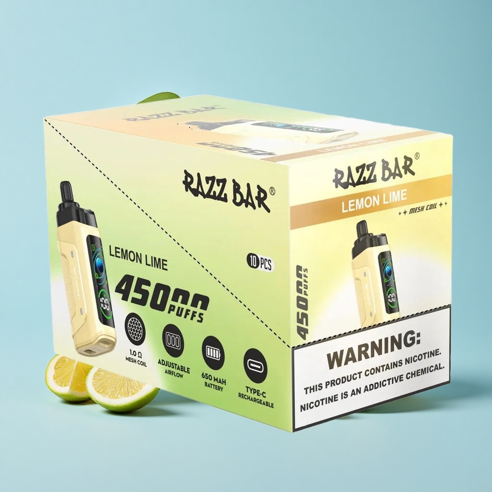 Razz Bar 45000 Puffs ليمون لايم مع ملف شبكي 1.0 أوم