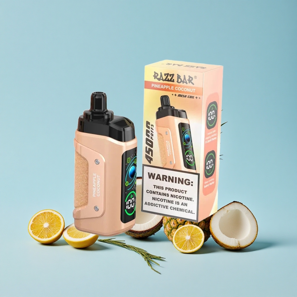 Razz Bar 45000 Puffs أناناس جوز هند سيجارة إلكترونية للاستخدام مرة واحدة ملف شبكي 1.0 أوم