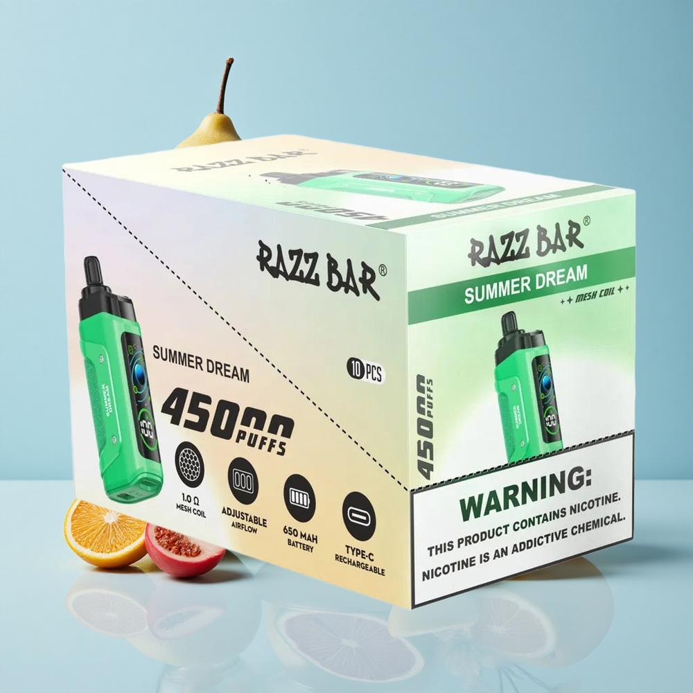 Razz Bar 45000 Puffs حلم صيفي سيجارة إلكترونية للاستخدام مرة واحدة مع 20 مجم/مل من النيكوتين