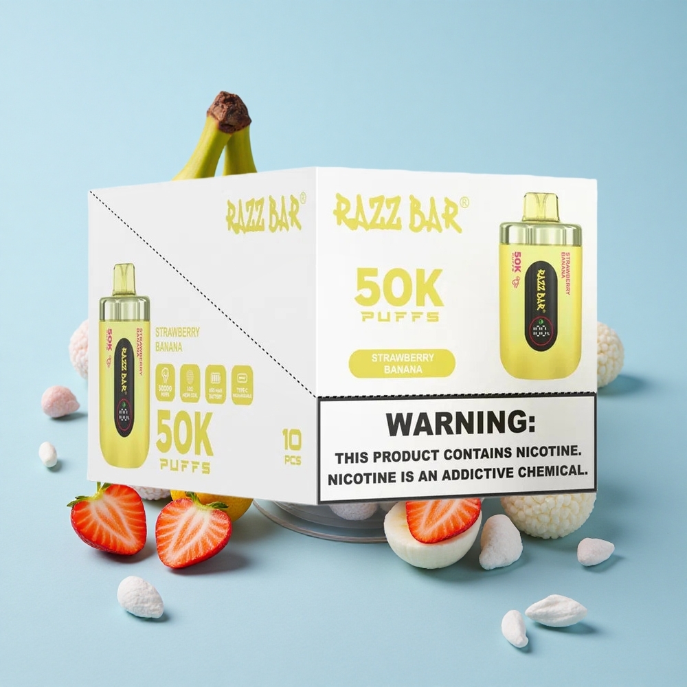 Razz Bar 50K Puffs فراولة موز 1.0 Ohm Mesh Coil