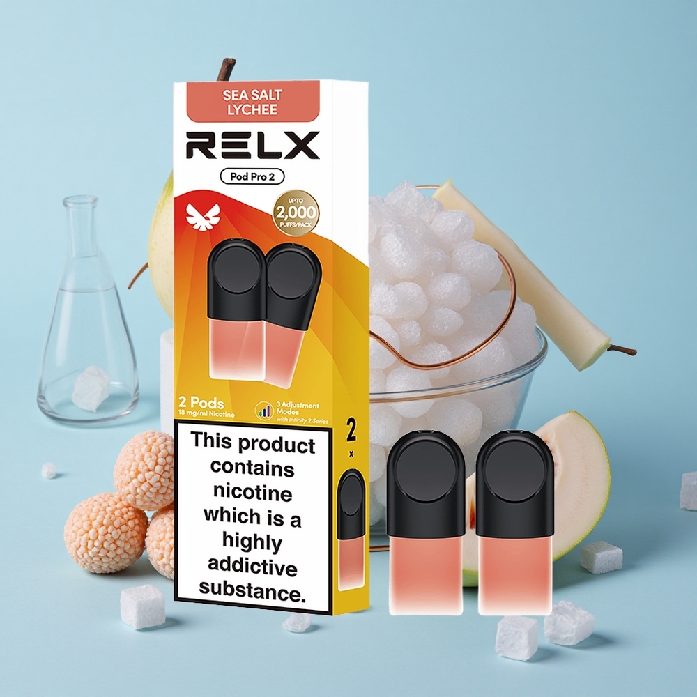 RELX Pod Pro 2 600 Puffs بنكهة ليتشي الملح البحري سعة 1.9 مل