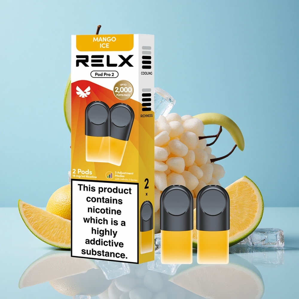 Relx Pod Pro 2 600 Puffs مانجو آيس سعة البخار: 1.9 مل